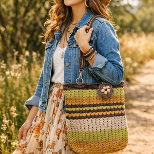 Tavaszi boho táska, Táska & Tok, Bevásárlás & Shopper táska, Kenyeres zsák, Horgolás, MESKA