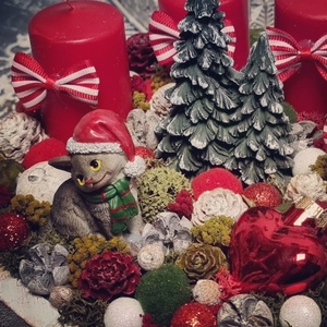 Cicás adventi tálca - karácsony - adventi díszek - adventi gyertyadíszek és koszorúdíszek - Meska.hu
