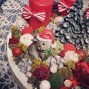 Cicás adventi tálca - karácsony - adventi díszek - adventi gyertyadíszek és koszorúdíszek - Meska.hu
