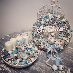 Téli szett (kopogtató és adventi tál) - Meska.hu