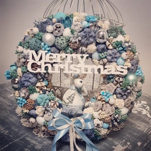 Téli szett (kopogtató és adventi tál) - karácsony - adventi díszek - adventi ajtódísz - Meska.hu