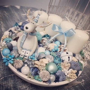 Téli szett (kopogtató és adventi tál) - karácsony - adventi díszek - adventi ajtódísz - Meska.hu