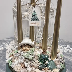 Zöld-arany adventi tál - Meska.hu