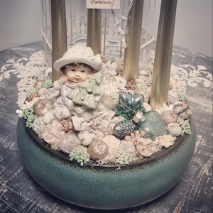 Zöld-arany adventi tál - karácsony - karácsonyi lakásdekoráció - ünnepi asztaldekoráció - Meska.hu