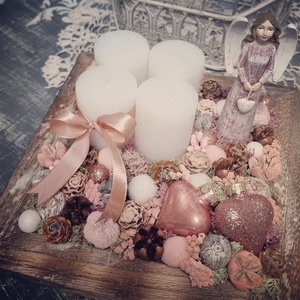 Angyalkás adventi tálca - karácsony - karácsonyi lakásdekoráció - ünnepi asztaldekoráció - Meska.hu