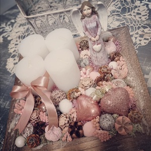 Angyalkás adventi tálca - karácsony - karácsonyi lakásdekoráció - ünnepi asztaldekoráció - Meska.hu