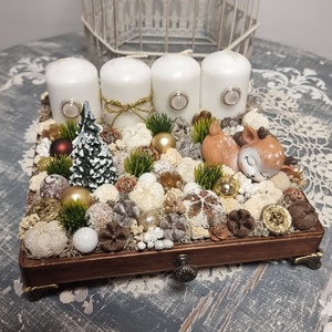 Adventi tálca - karácsony - adventi díszek - adventi asztaldísz - Meska.hu