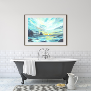 Új kezdet kép, Tengeri táj, Art print eredeti festmény alapján, limitált kiadás többféle méretben, Művészet, Festmény, Festmény vegyes technika, Festett tárgyak, Festészet, MESKA