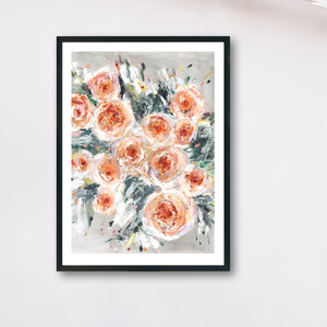 Pazar virágcsokor festmény. Művészi, modern, absztrakt rózsák -eredeti festményem art print változata, Limitált kiadás,  - otthon & lakás - dekoráció - kép & falikép - művészi nyomat - Meska.hu