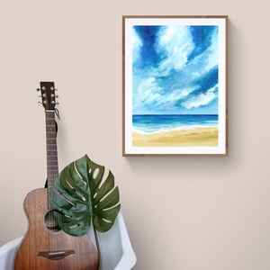 Boldog tengerpart festmény, Art print eredeti festményem alapján, különböző méretek, modern otthoni dekor - otthon & lakás - dekoráció - kép & falikép - művészi nyomat - Meska.hu