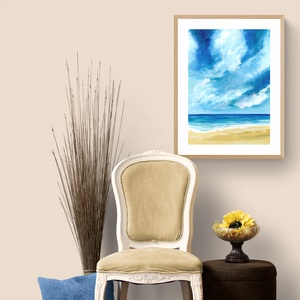 Boldog tengerpart festmény, Art print eredeti festményem alapján, különböző méretek, modern otthoni dekor - otthon & lakás - dekoráció - kép & falikép - művészi nyomat - Meska.hu