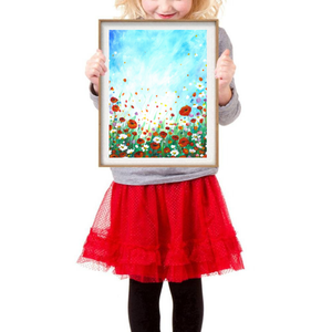 Pipacsmező festmény, Art print eredeti festményem alapján, különböző méretek, modern otthoni dekor - művészet - festmény - festmény vegyes technika - Meska.hu