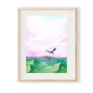 RÓZSASZÍN KILÁTÁS - festmény szett 3 darabos, Art print eredeti MADARAS festményem alapján  - otthon & életmód - dekoráció - kép & falikép - több részes kép - Meska.hu