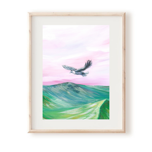 RÓZSASZÍN KILÁTÁS - festmény szett 3 darabos, Art print eredeti MADARAS festményem alapján  - otthon & életmód - dekoráció - kép & falikép - több részes kép - Meska.hu