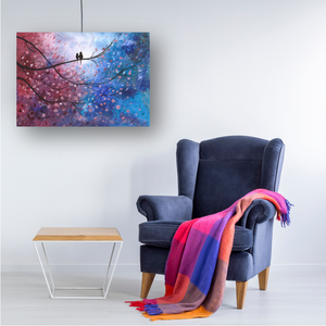Szerelmes madárkák kép, Art print eredeti festmény alapján, limitált kiadás többféle méretben elérhető, Szerelmes pár - otthon & lakás - dekoráció - kép & falikép - művészi nyomat - Meska.hu