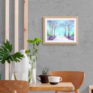 Romantikus lila séta, sétáló szerelmespár festmény csodás romantikus színekben - eredeti festményem art print változata - otthon & lakás - dekoráció - kép & falikép - művészi nyomat - Meska.hu