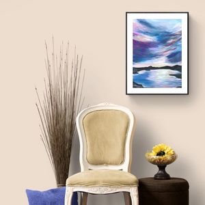 Modern vízpart az éjszakában tájkép festmény - eredeti festményem art print változata. Limitált kiadás - otthon & lakás - dekoráció - kép & falikép - művészi nyomat - Meska.hu