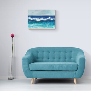 Kék hullám nyári tengerparti festmény - eredeti festményem art print változata. Limitált kiadás - művészet - grafika & illusztráció - művészi nyomat - Meska.hu