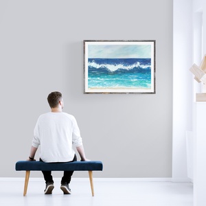 Kék hullám nyári tengerparti festmény - eredeti festményem art print változata. Limitált kiadás - otthon & lakás - dekoráció - kép & falikép - kép & falikép - Meska.hu