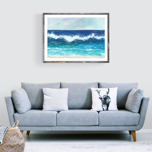 Kék hullám nyári tengerparti festmény - eredeti festményem art print változata. Limitált kiadás - művészet - grafika & illusztráció - művészi nyomat - Meska.hu