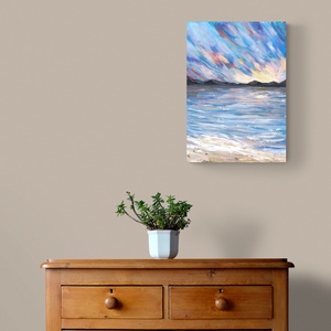 Modern vízpart napfelkeltében tájkép festmény - eredeti festményem art print változata. Limitált kiadás - művészet - grafika & illusztráció - művészi nyomat - Meska.hu
