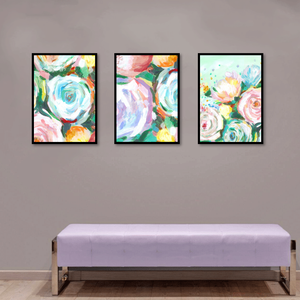 Absztrakt virágos, modern festmény szett 3 darabos, Art print eredeti festményem alapján, limitált kiadásban - otthon & lakás - babaszoba, gyerekszoba - babaszoba dekoráció - Meska.hu
