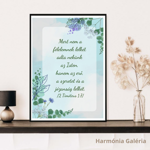 Buzdító bibliai idézet igekép félelem ellen. Kersztény ajándék. Választható méretben, aquarelle virágokkal festve - Meska.hu