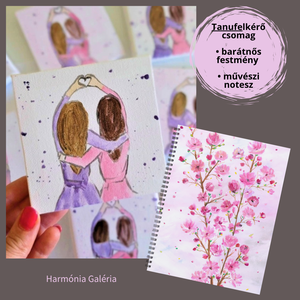 Tanufelkérő ajándékcsomag- mini festmény és művészi notesz. Festmény névre szóló, személyre szabott hajjal, névvel, Esküvő, Lánybúcsú, Festett tárgyak, MESKA