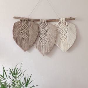 Boho makramé levelek föld színekben, falidísz - otthon & életmód - dekoráció - fali és függő dekoráció - falra akasztható dekor - Meska.hu