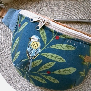 Madaras, türkizkék Övtáska, Kistáska, Crossbody, Táska & Tok, Övtáska, Varrás, MESKA