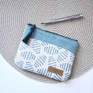 Türkiz csíkos lapos neszesszer, tok, Táska & Tok, Neszesszer, Varrás, MESKA