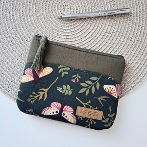 Zöld, lepkés, női lapos neszesszer, tok - Meska.hu