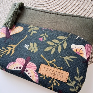 Zöld, lepkés, női lapos neszesszer, tok - táska & tok - neszesszer - Meska.hu