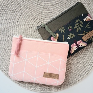 Barack színű, geometrikus mintás,  női lapos neszesszer, tok - táska & tok - neszesszer - Meska.hu