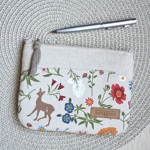 Őzikés virágos,  női lapos neszesszer, tok - táska & tok - neszesszer - Meska.hu