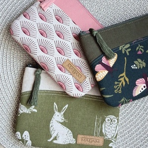 Mohazöld, nyuszis női lapos neszesszer, tok - táska & tok - neszesszer - Meska.hu