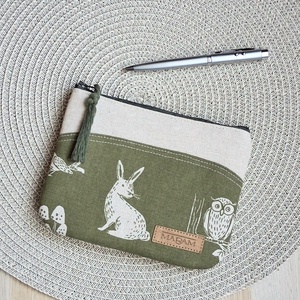 Mohazöld, nyuszis női lapos neszesszer, tok - táska & tok - neszesszer - Meska.hu