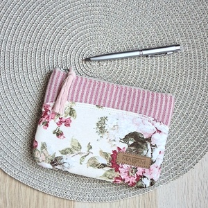 Rózsás, csíkos, női lapos neszesszer, tok - táska & tok - neszesszer - Meska.hu