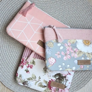 Rózsás, csíkos, női lapos neszesszer, tok - táska & tok - neszesszer - Meska.hu