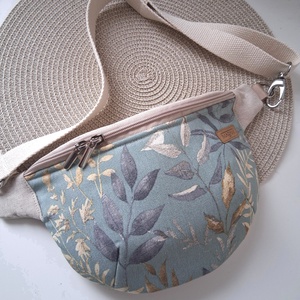 Acélkék, levélmintás Övtáska, Kistáska, Crossbody  - Meska.hu