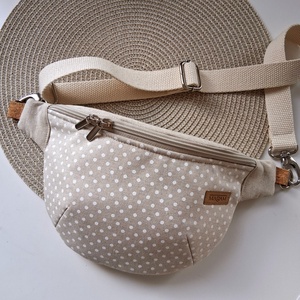 Pöttyös, bézs vászon Övtáska, Kistáska, Crossbody - Meska.hu
