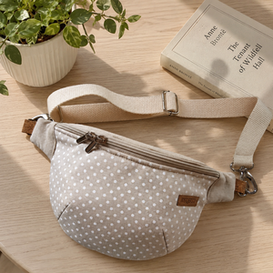 Pöttyös, bézs vászon Övtáska, Kistáska, Crossbody - Meska.hu