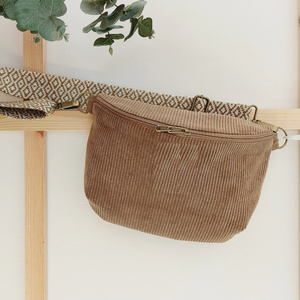 Minimalist kordbársony  övtáska - Hip Bag MAXI méret- szürke, 2db vállpánt fekete-fehér és szürke - táska & tok - hátizsák - hátizsák - Meska.hu