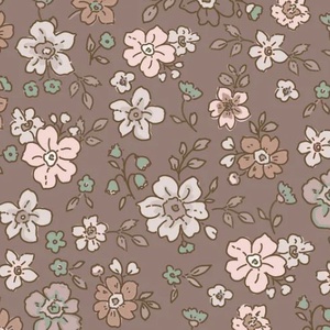 Dizájner pamutdzsörzé kisruha több méretben -  80-140- es méret - Retro Flowers Dark Brown - ruha & divat - babaruha & gyerekruha - ruha - Meska.hu