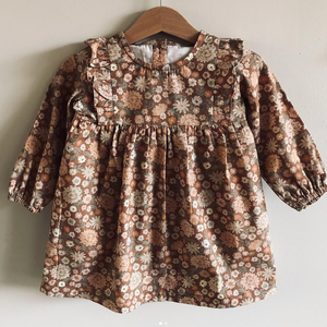 Dizájner pamutpoplin tunikaruha több méretben -  80-170- es méret - Retro Flowers , Ruha & Divat, Babaruha & Gyerekruha, Ruha, Varrás, MESKA