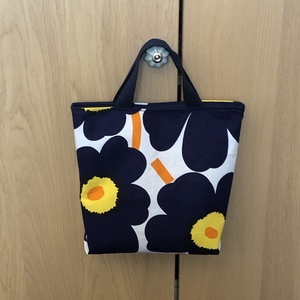 Bélelt Szatyorka - MARIMEKKO POPPY BLUE ORANGE - Meska.hu