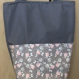 Bélelt Szatyorka - PETALS AND DOTS ON GREY - táska & tok - kézitáska & válltáska - vállon átvethető táska - Meska.hu