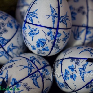 Porcelán hatású húsvéti hímes tojás dísz, ünnepi dekoráció - Meska.hu
