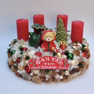 Mikulás játékboltja adventi koszorú, Karácsony, Adventi díszek, Adventi asztaldísz, Mindenmás, MESKA