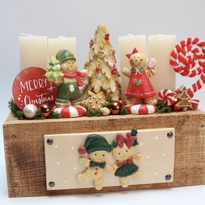 Mézeskalács pár, adventi dekoráció, Karácsony, Adventi díszek, Adventi asztaldísz, Mindenmás, MESKA